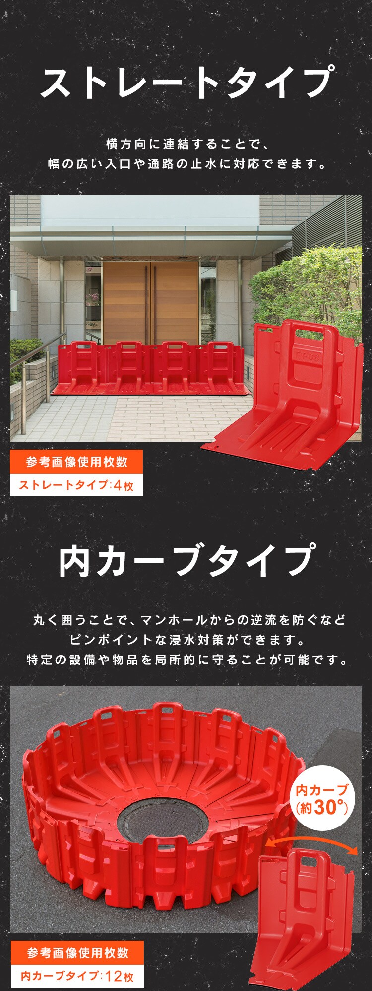 止水板 内カーブタイプ FCB-61U レッド3