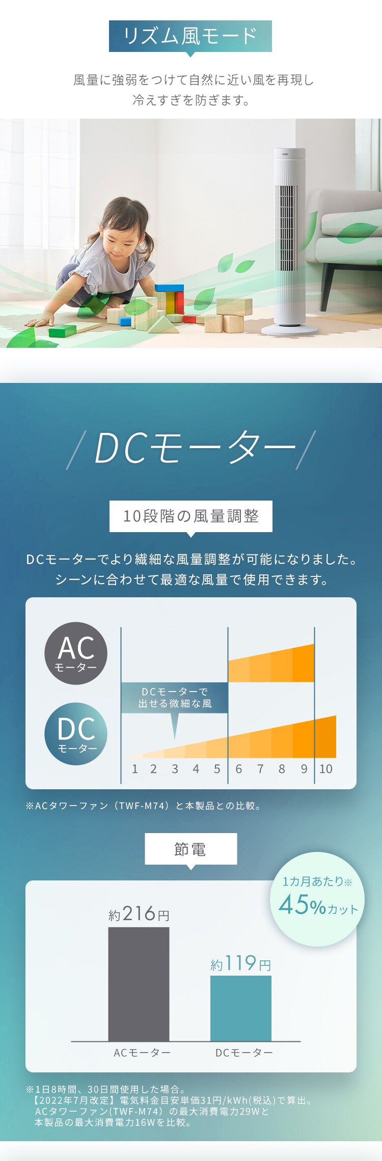 タワーファン DCモーター ATF-CD83-W ホワイト2