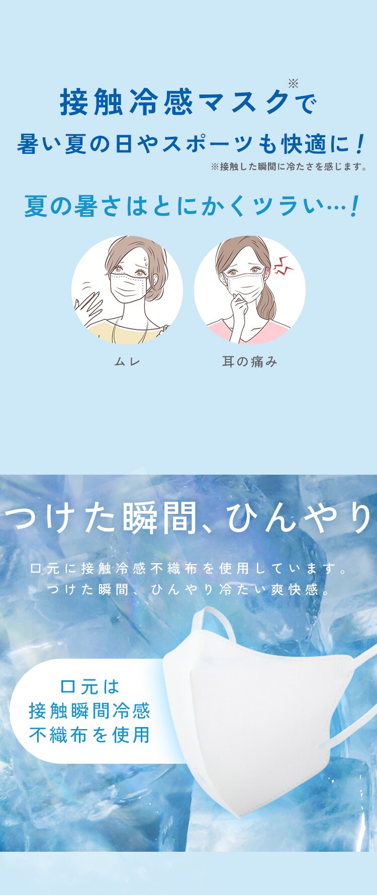 ナノエアー ひんやり冷感プリーツマスク ふつうサイズ 50枚入 KMW-PN50 ホワイト2