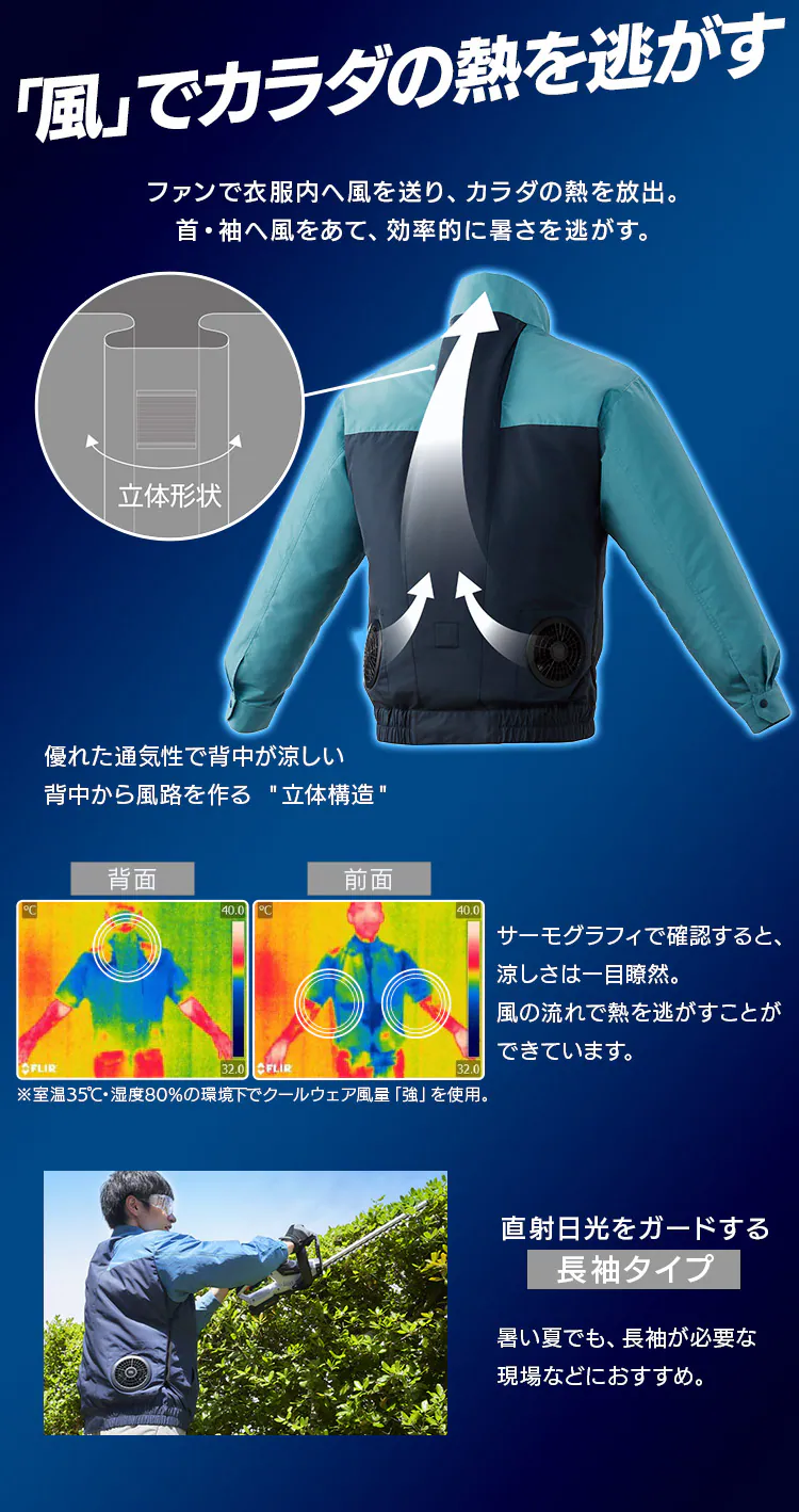 【フルセット】クールウェアWORK 長袖 CNW-LL02-A LLブルー2