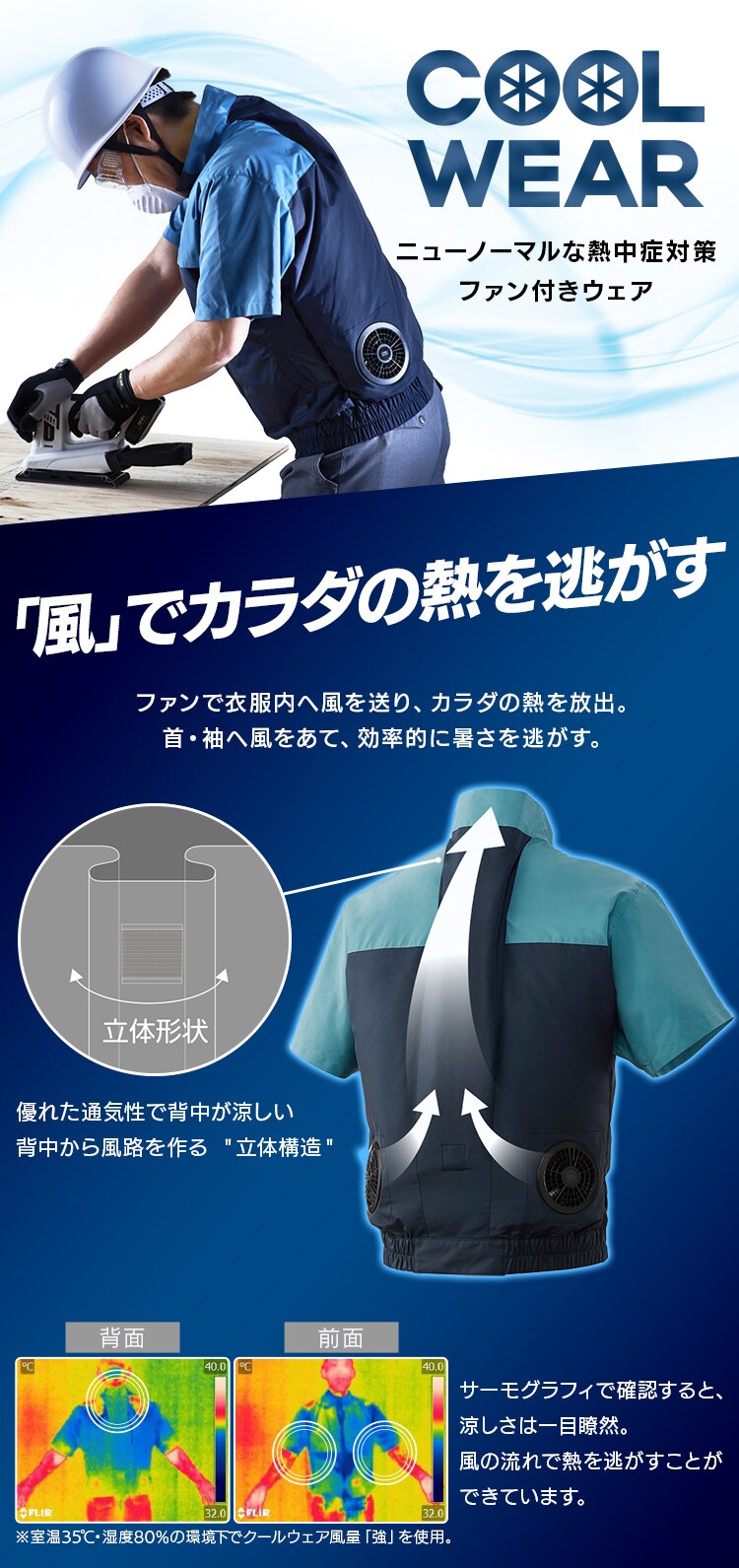 クールウェア WORK 半袖 CHW-M02-G Mグリーン2