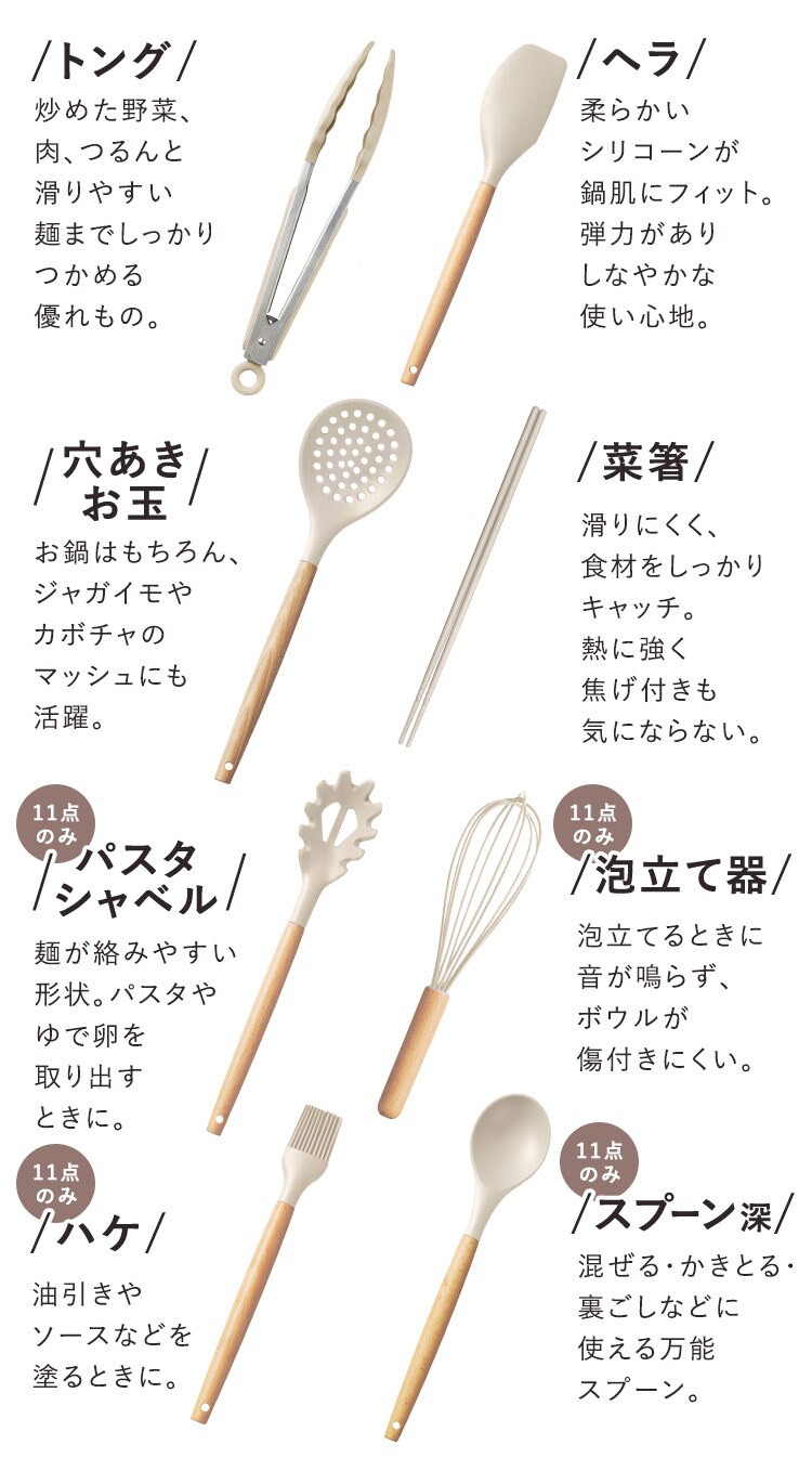 フライパン + キッチンツール セット 全4種 全2色8