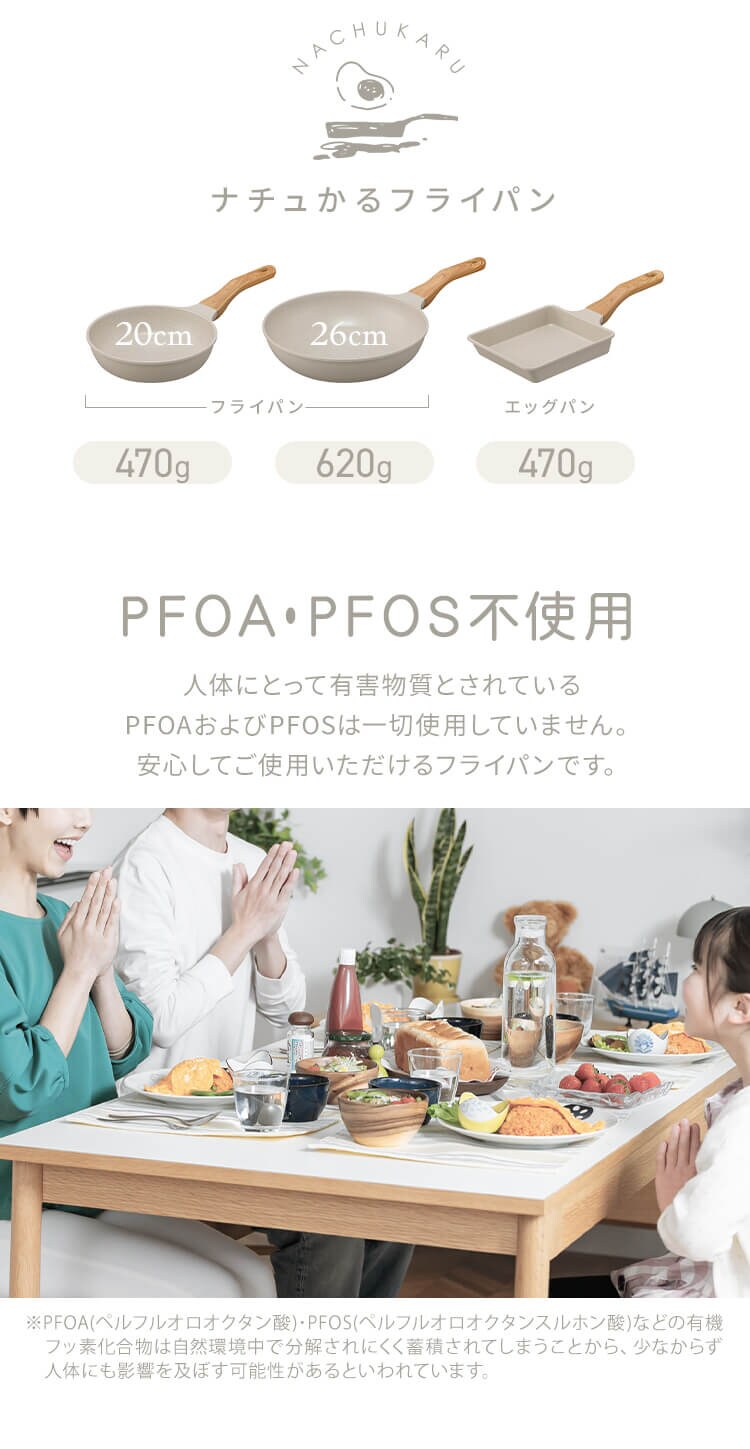 フライパン 3点セット IH/ガス火対応 ナチュかるフライパン NTL-F20PG パールグレー×アイボリー7