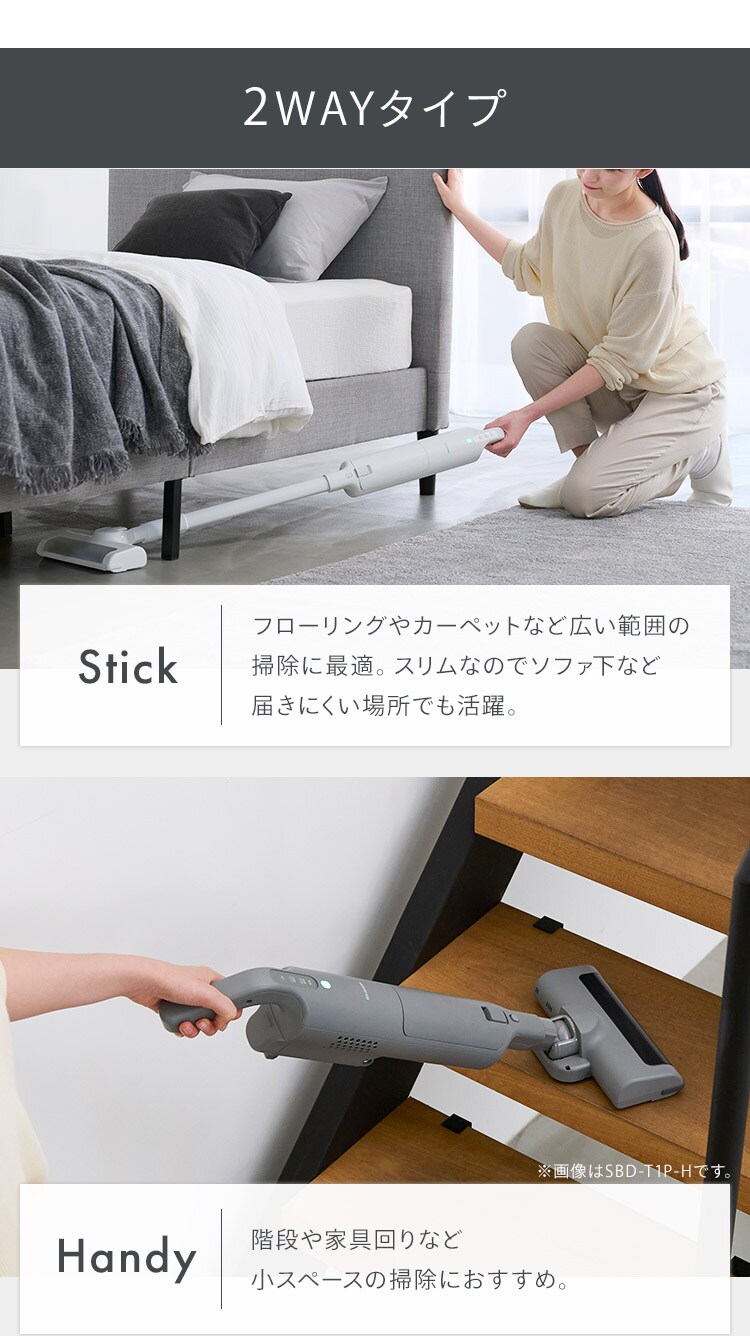 【訳あり】掃除機 コードレス 紙パック 自走式 置くだけで充電 SBD-200P-W ホワイト 7