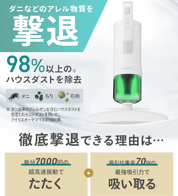布団クリーナー ふとん掃除機 コード式 たたき毎分7000回 FCA-A3-W1