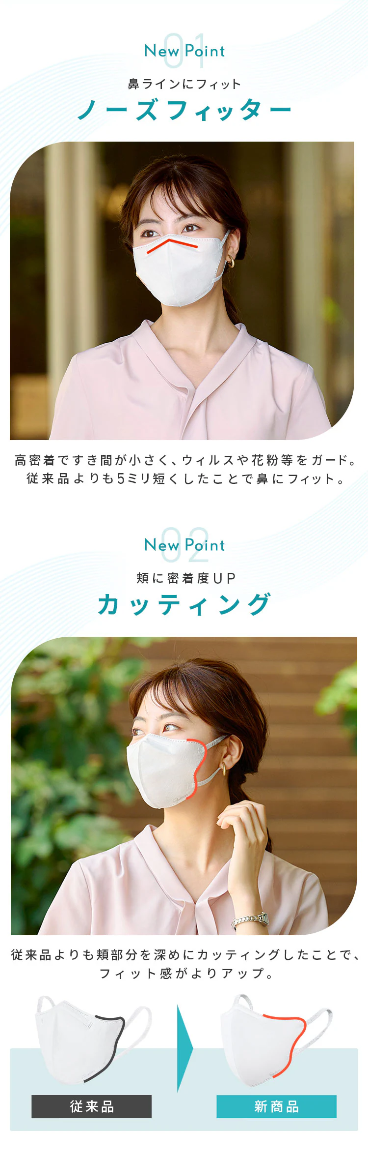 【5枚】 日本製 ナノエアー マスク 立体タイプ ふつうサイズ 2