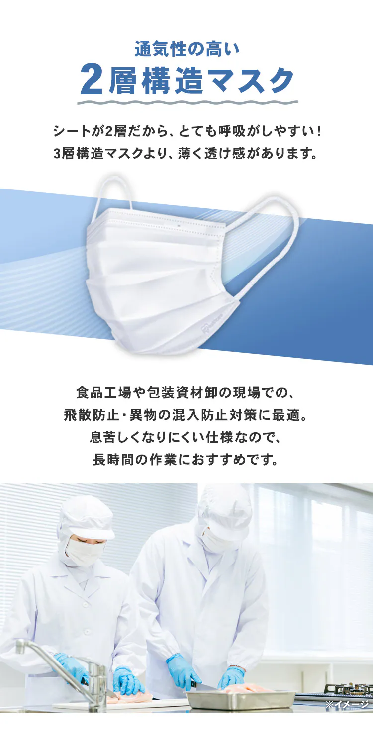【100枚】 マスク 2層プリーツ ふつうサイズ1