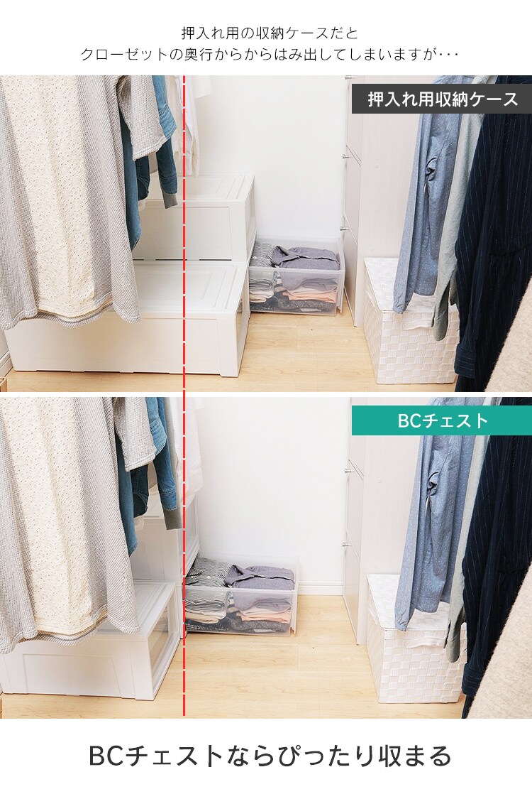 チェスト 浅型 BC-M ホワイト／クリア 【単品・2個・3個・6個・12個セット】4