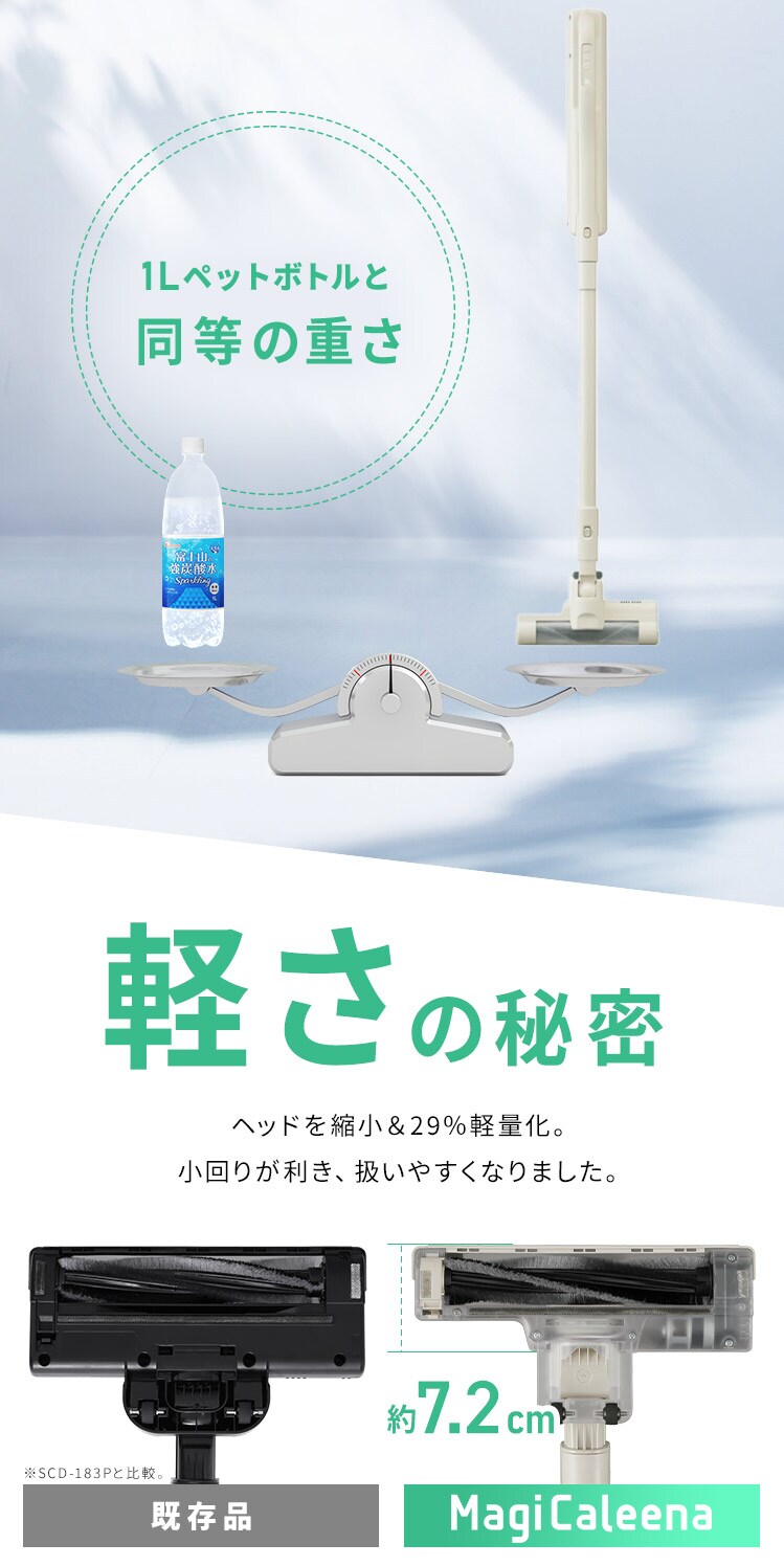 マルチパワーヘッド付】 MagiCaleena 掃除機 紙パック コードレス 自走