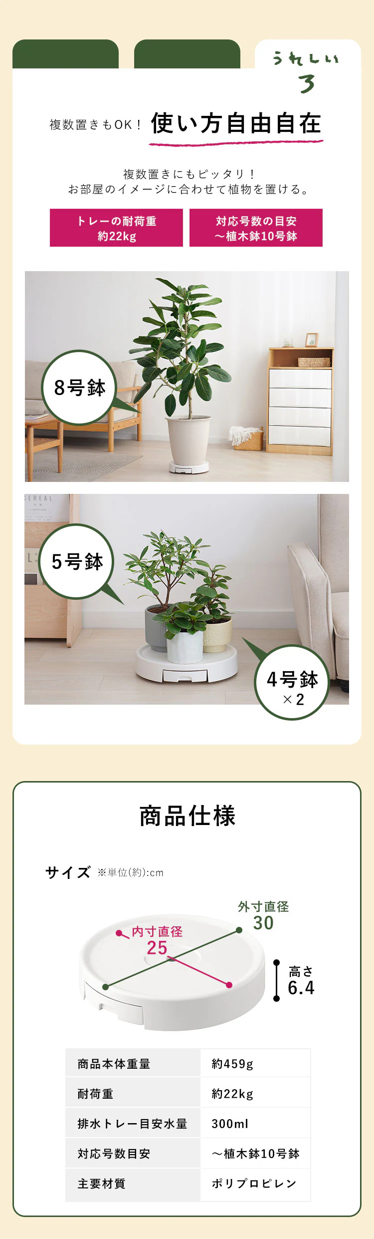 らくらく鉢受トレー RHT-30 ホワイト2