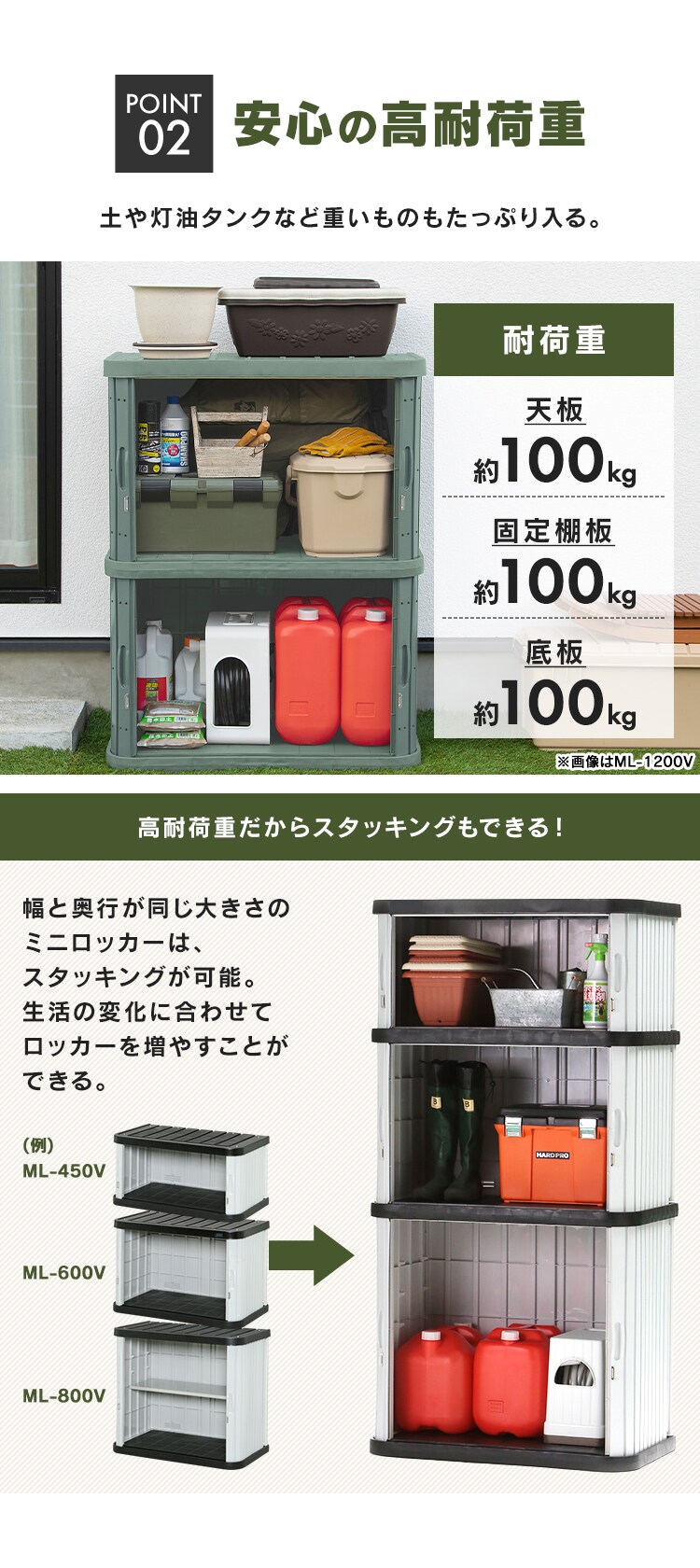 物置 小型 ミニロッカー ML-1050V フォレストグリーン3