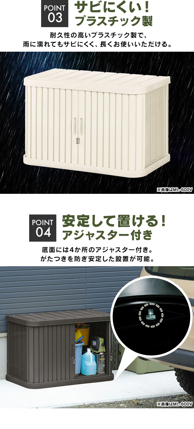 物置 小型 ミニロッカー ML-1200V ブラック/グレー 4