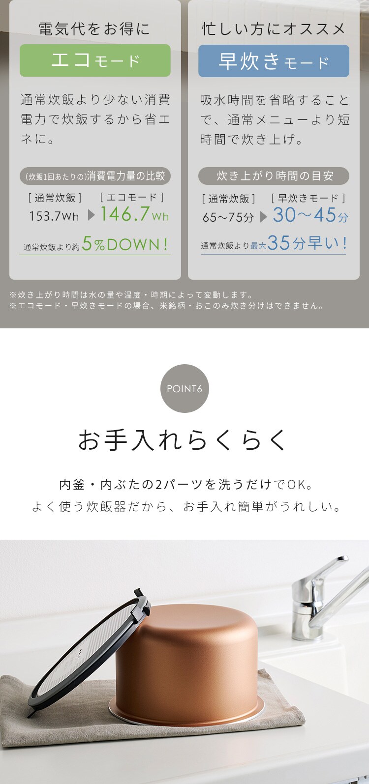 炊飯器 5.5合 マイコン式 SHK-NR110-HA 極厚銅釜 アッシュ8