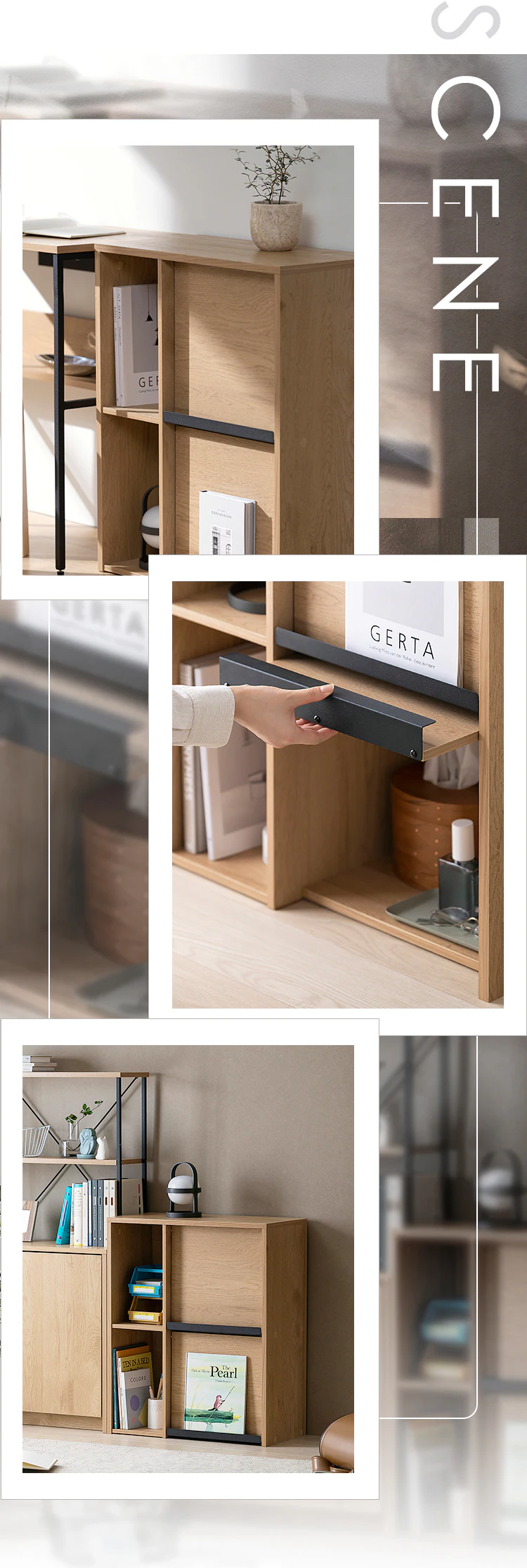 キャビネット フラップ扉付きキャビネット HFRC-600 ナチュラル/ブラック5