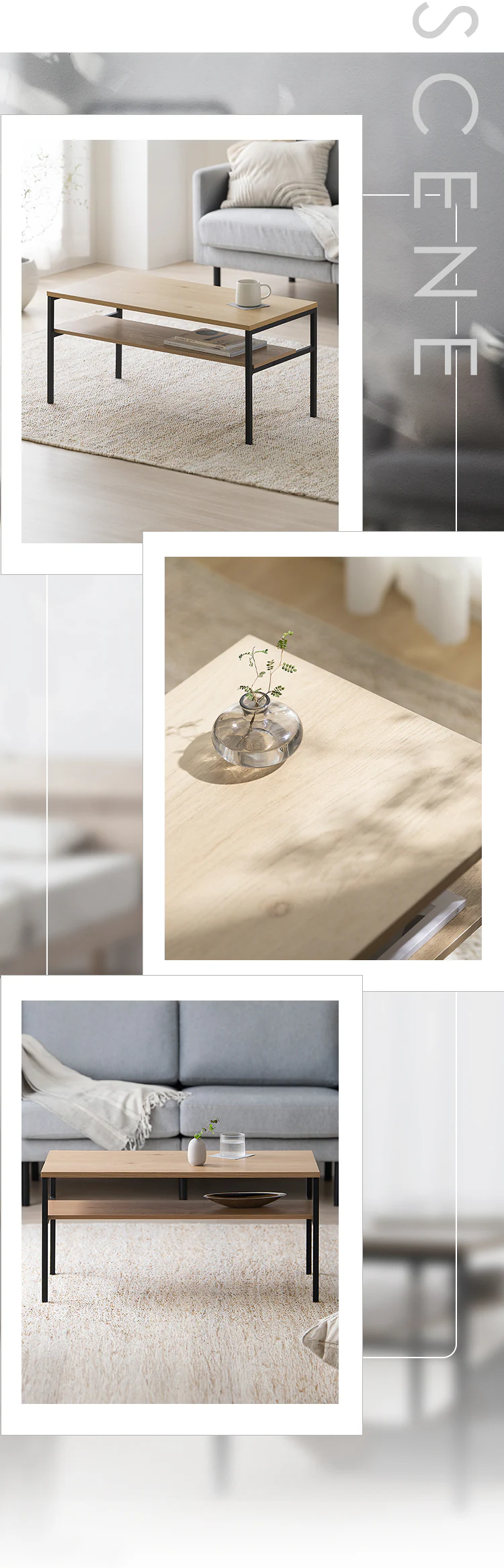 センターテーブル HCT-800 ナチュラル/ブラック5