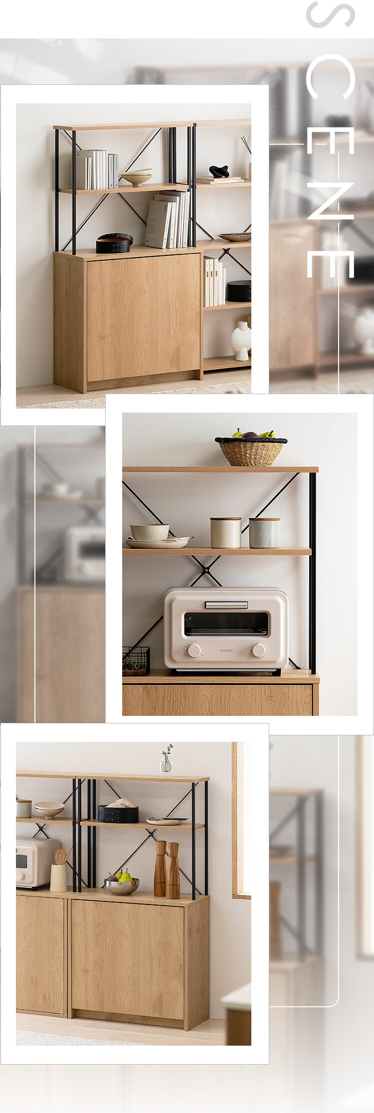 【8％OFF】ウッドペールストッカー ラック付き HWPS-635 ナチュラル/ブラック7