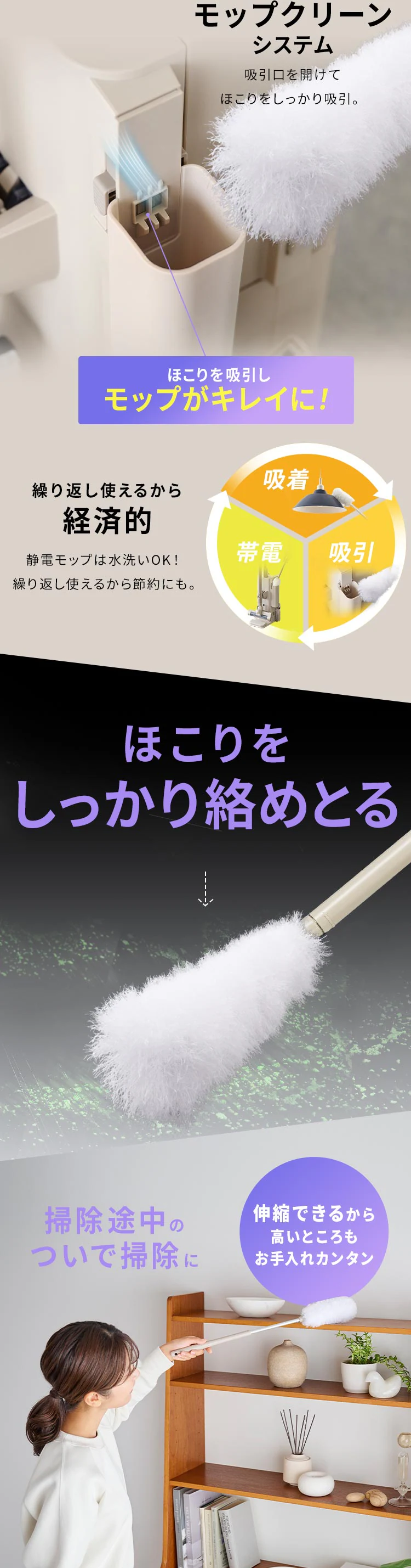 MagiCaleena 掃除機 コードレス サイクロン式 ゴミ回収ドック付き 不織布フィルター5年分 SCD-L3PD-HC グレージュ4