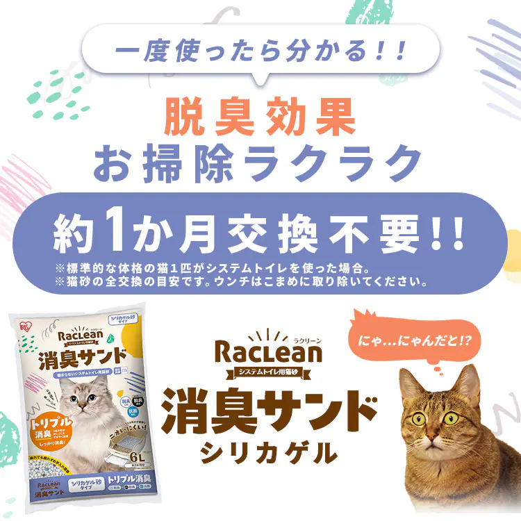 【ご新規様限定50%OFFクーポン】ラクリーン シリカゲル 猫砂 システムトイレ用 S-SSG60
