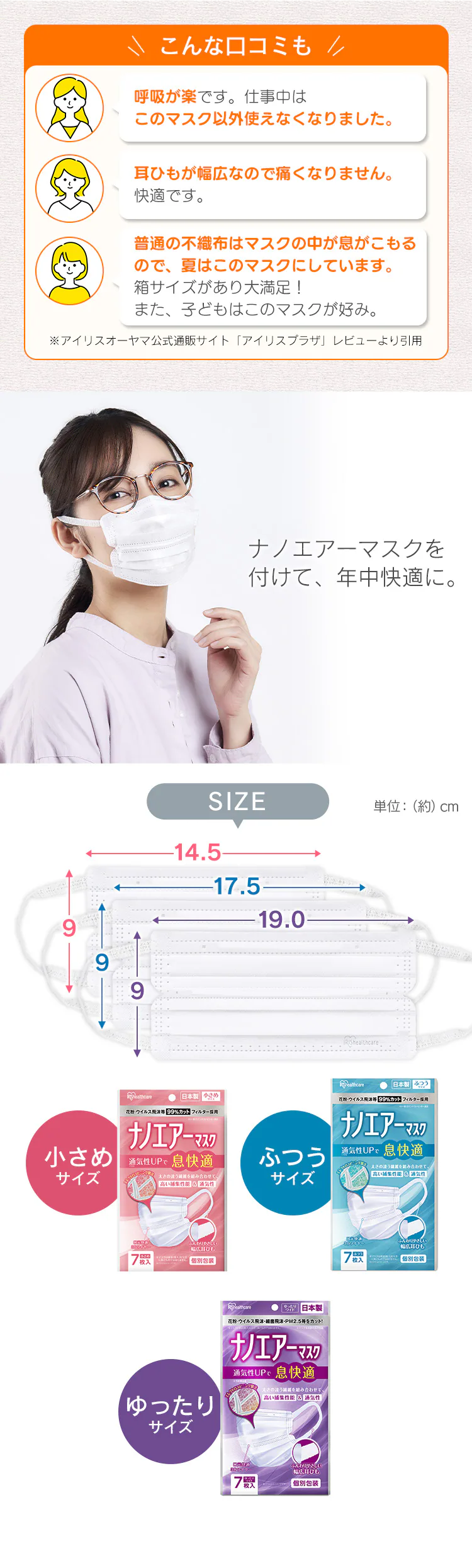 ≪24%OFF≫【56枚】 日本製 ナノエアー マスク ふつうサイズ 7枚入×87