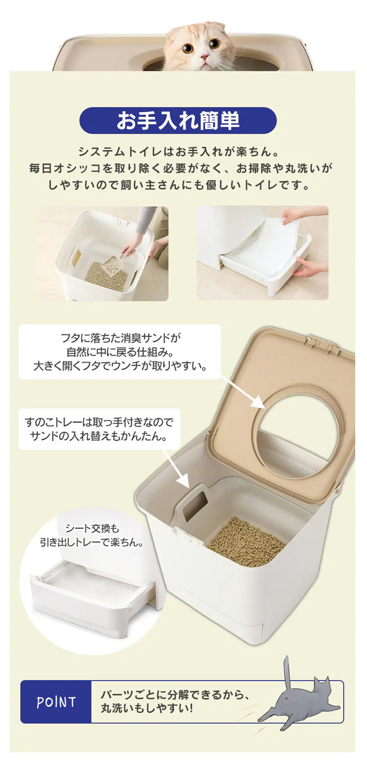 \約1か月分のスターターセット/ラクリーン 消臭システムトイレ 上からタイプ ホワイト/ベージュ RSTU-43 (消臭サンド 木砂(大きめ)2.2L/消臭シート 4枚 付属)4