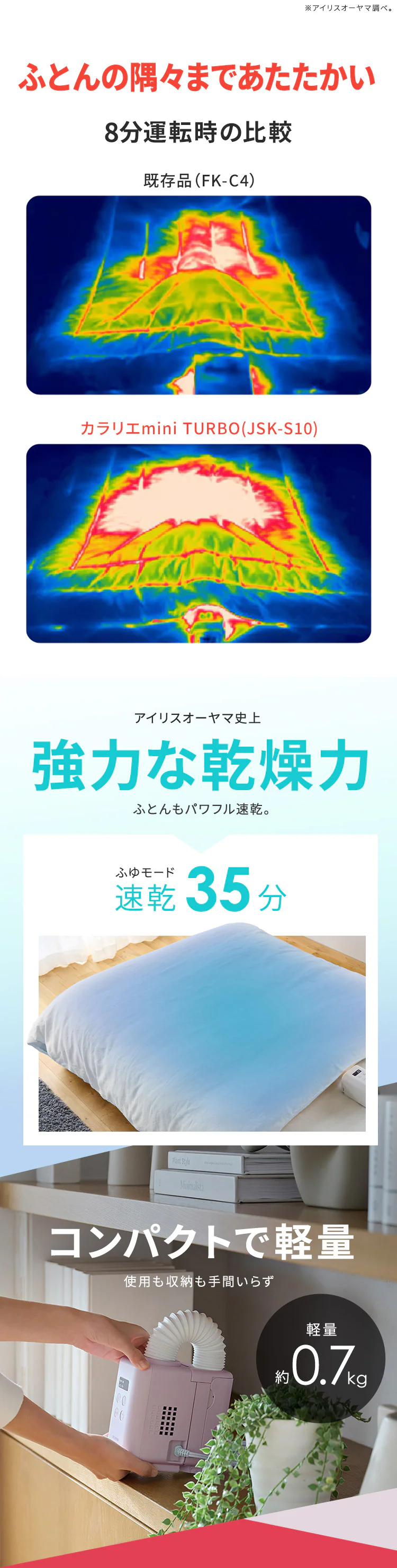 カラリエ ふとん乾燥機 mini TURBO JSK-S10-P ピンク5