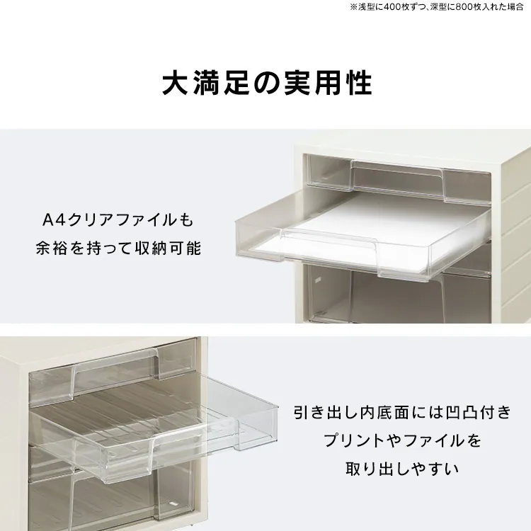 書類ケース  レターケース A4 浅型3段+深型1段 ストッパー付き 滑り止めゴム脚付 LCJ-4D ホワイト1