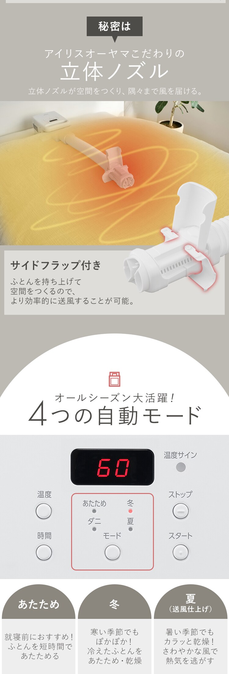 ふとん乾燥機 カラリエ シングルノズル FK-C5-W ホワイト1