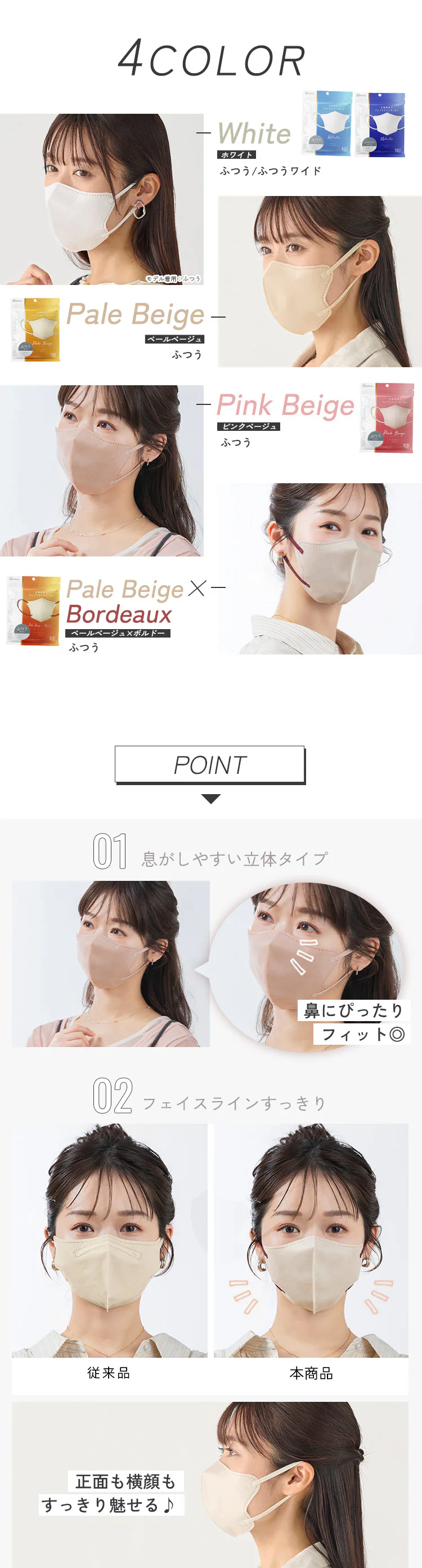 【10枚】FASHIONABLE MASK 立体 ふつうワイドサイズ 10枚入 RN-FA10MW ホワイト【代引き不可】1