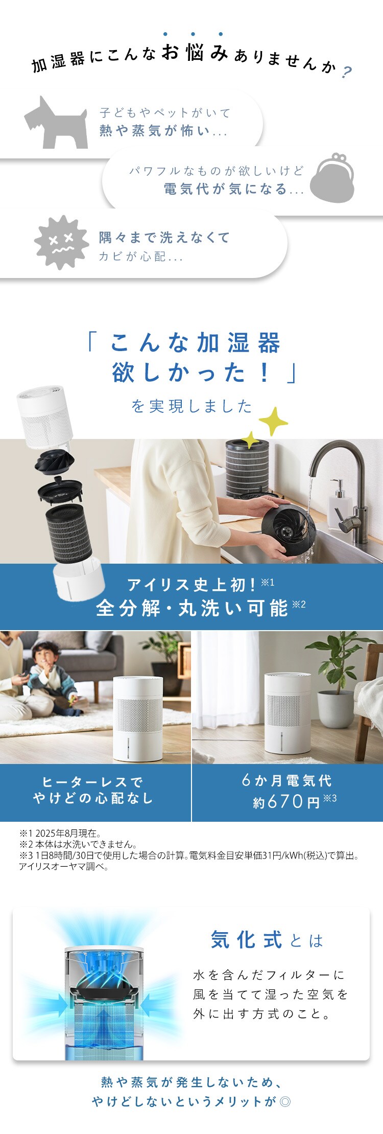 気化式加湿器 enemist エネミスト AHM-MVU55A-W ホワイト1