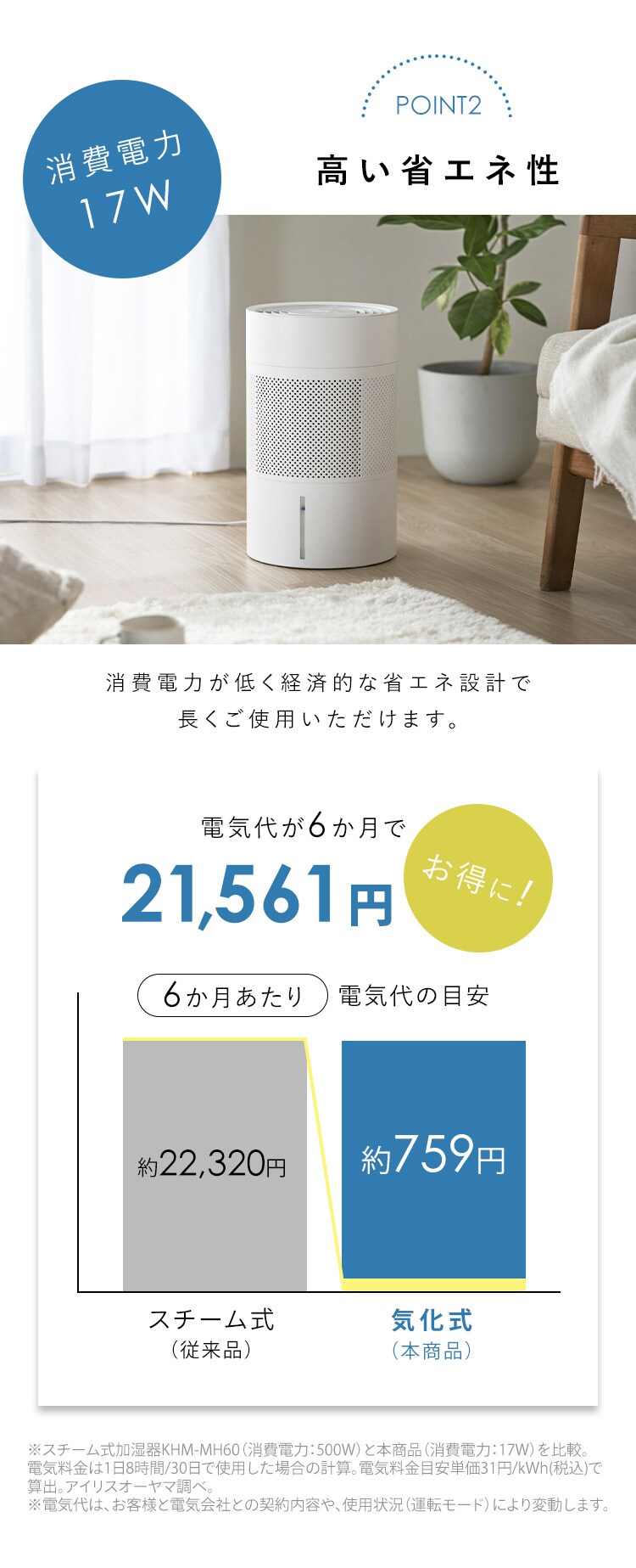 気化式加湿器 enemist エネミスト KHM-MVU601-W ホワイト3