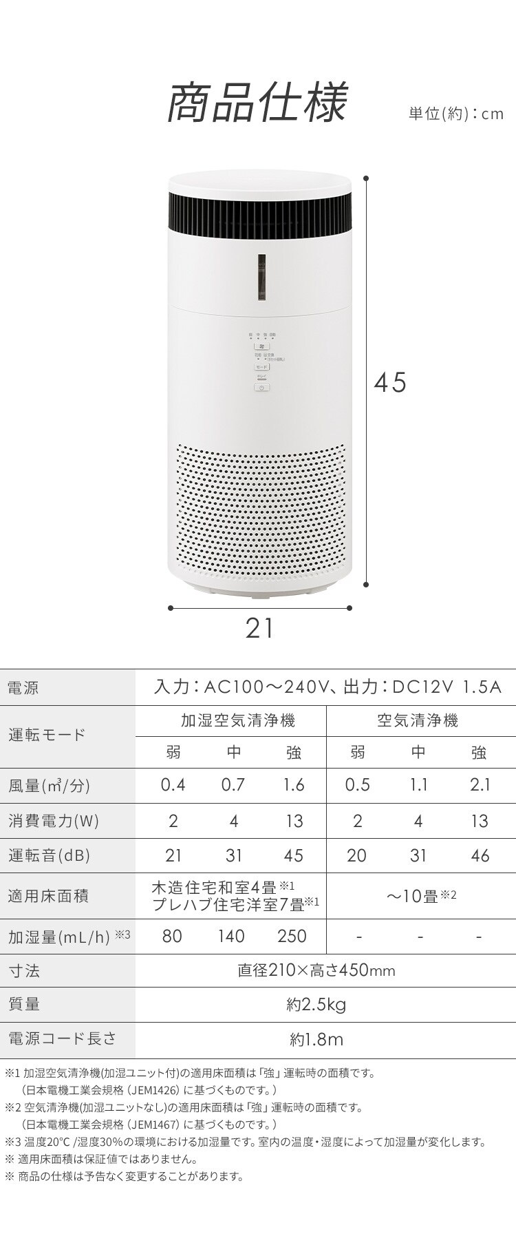 加湿空気清浄機 10畳 KAP-SH202-W ホワイト［B］10