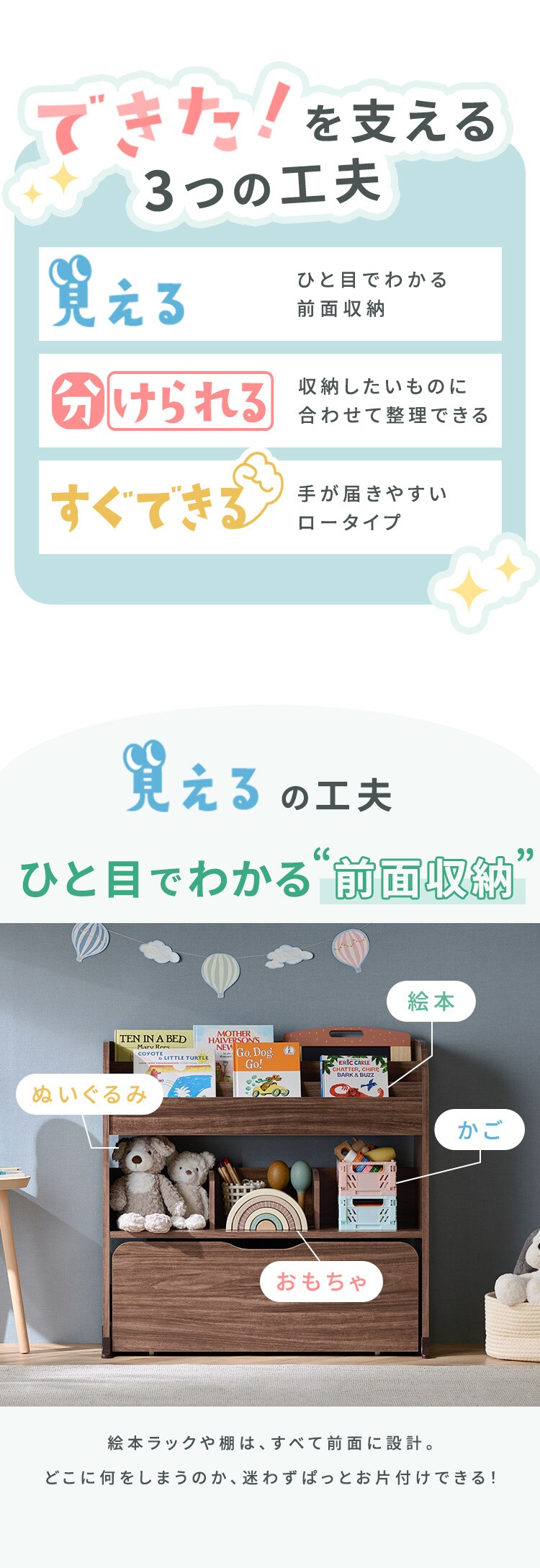  収納カートトイハウスラック STHR-830 ホワイト1