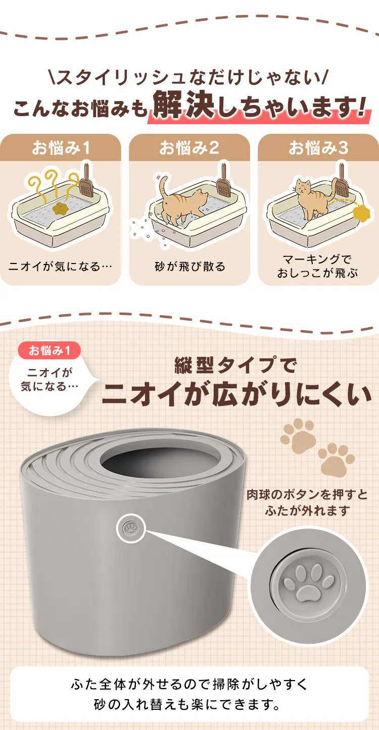 上から猫トイレ PUNT-530 ライトグレー2