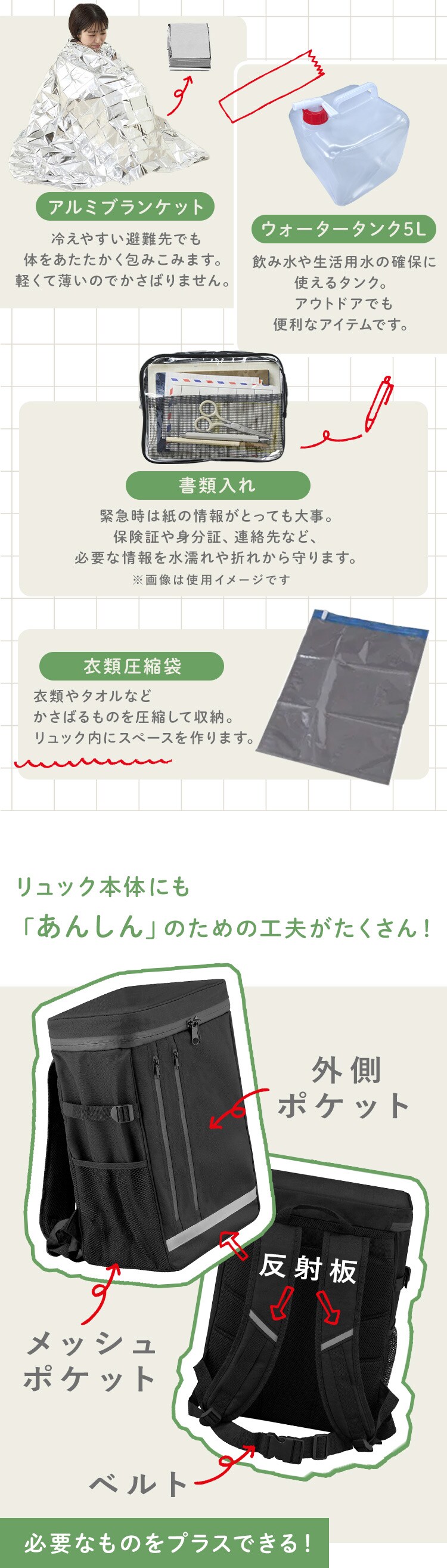 ★テレビ放映されました★防災リュック３日間避難１人用 BMH-1 ブラック【前払い不可】【代引き不可】【同梱不可】3