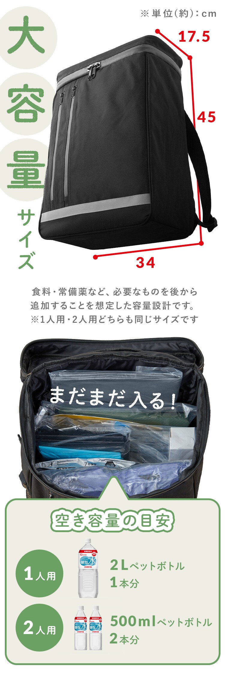★テレビ放映されました★防災リュック３日間避難１人用 BMH-1 ブラック【前払い不可】【代引き不可】【同梱不可】4