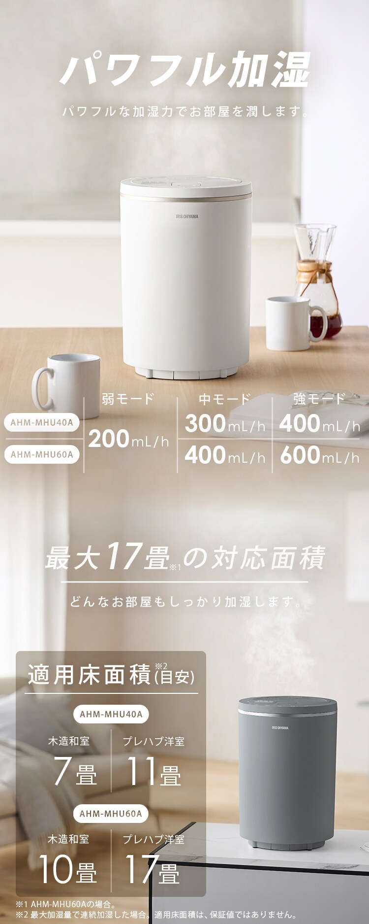 加湿器 スチーム式 AHM-MH60-W ホワイト6