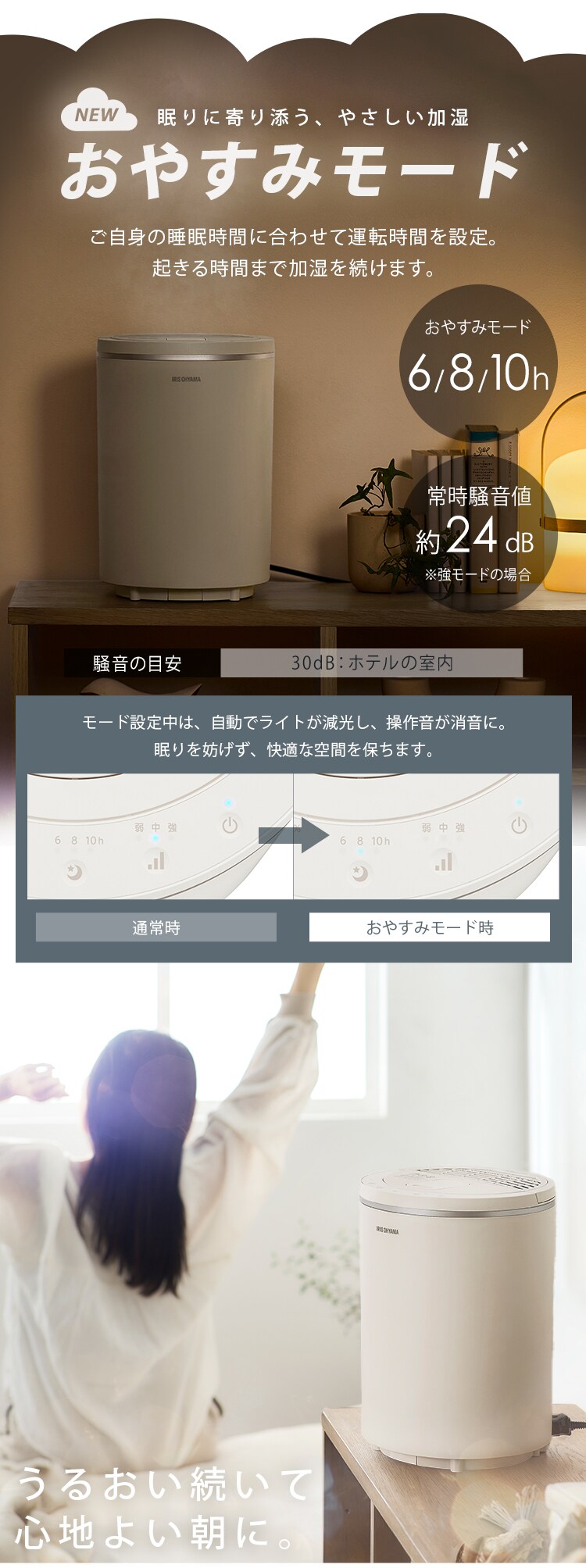 丸洗いスチーム式加湿器 オヤスミスト 400ml KHM-MHU401-C モカ4