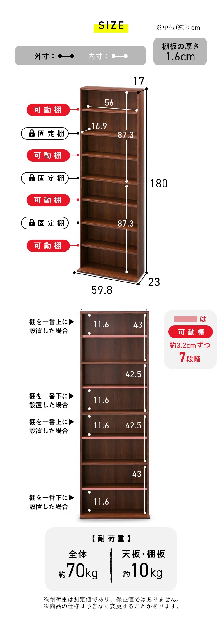 コミックラック ハイタイプ CORK-1860 全5色6