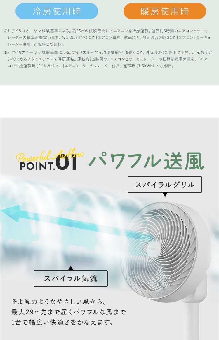 DCサーキュレーター扇風機KSF-SDC201TEC-W3