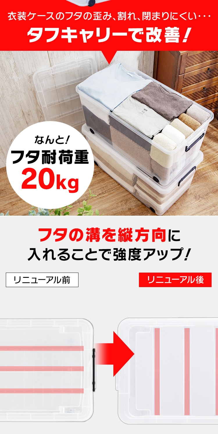 【2個セット】 収納ケース 収納ボックス 押入れ収納 幅39cm キャスター付き 大容量 TFC-390 ネイビー/クリア1