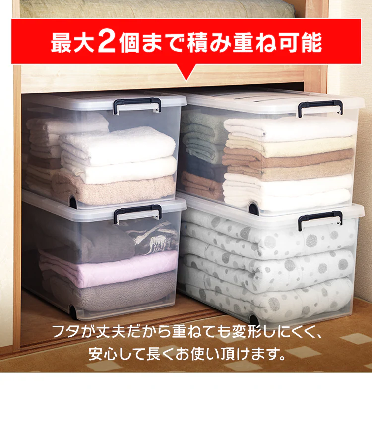 【2個セット】 収納ケース 収納ボックス 押入れ収納 幅39cm キャスター付き 大容量 TFC-390 ネイビー/クリア3