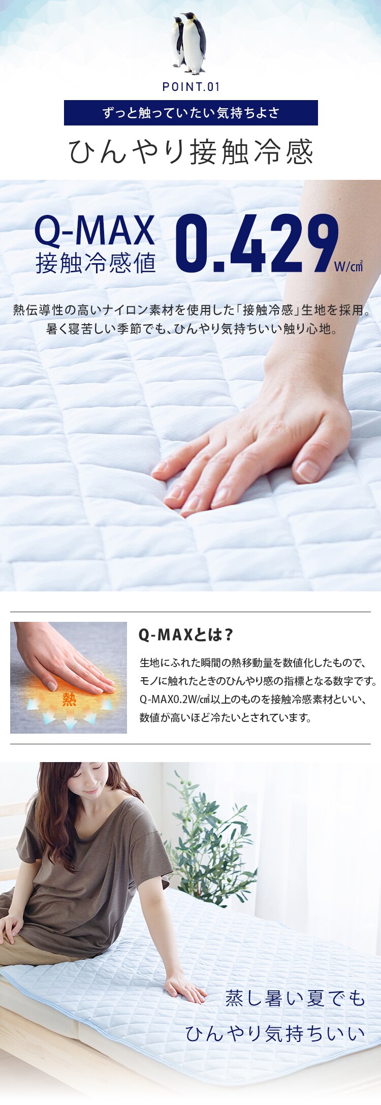 冷感敷きパッドD SPC-D ダブル ブルー2