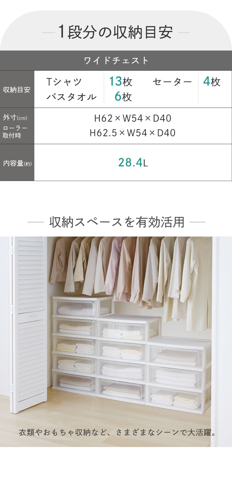 アイリスオオヤマタンスお話中 チェスト 3段 収納ボックス タンス ワイドチェスト N-653 ホワイト