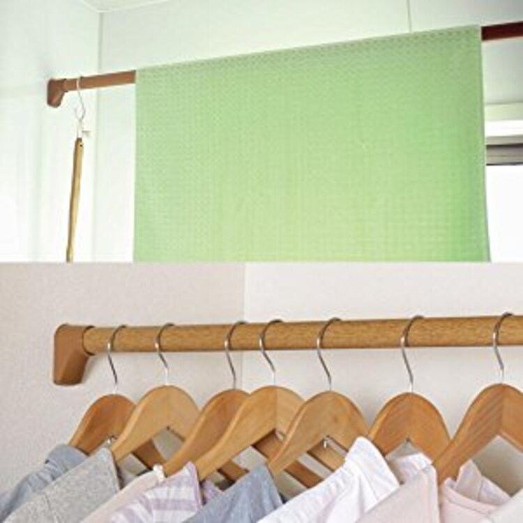 木調強力伸縮棒 H-MNPJ-280 ダークブラウン0