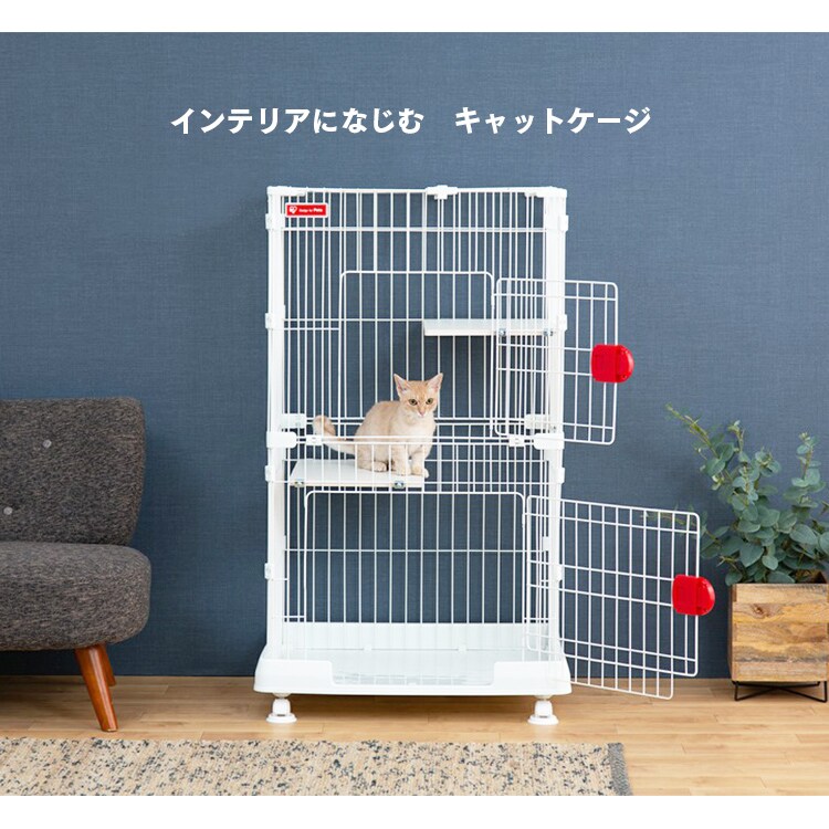 【色: マットホワイ】アイリスオーヤマ 猫 ケージ キャット ケージ ミニ 2段幅約32×高さ約35cm