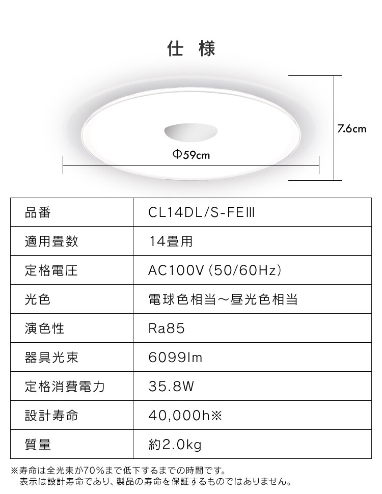 【訳あり】LEDシーリングライト FE?シリーズ 快眠モデル14畳 CL14DL/S-FEIII20