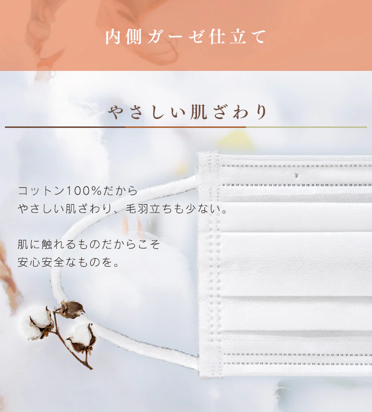 ≪16%OFF≫【30枚】 Cotton more マスク 内側ガーゼ ふつうサイズ 3