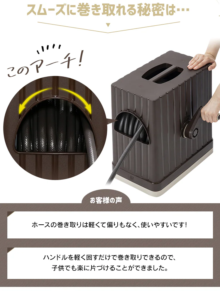 ホースリール 20m フルカバー 水流切り替え6種 FHEXN-20 ベージュ【2年保証付き】2