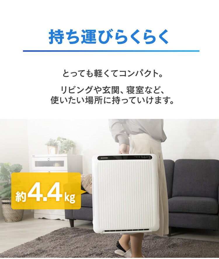 【ペット用活性炭フィルター付き】空気清浄機〔ホコリセンサー付〕 PMAC-100-S ホワイト／グレー23