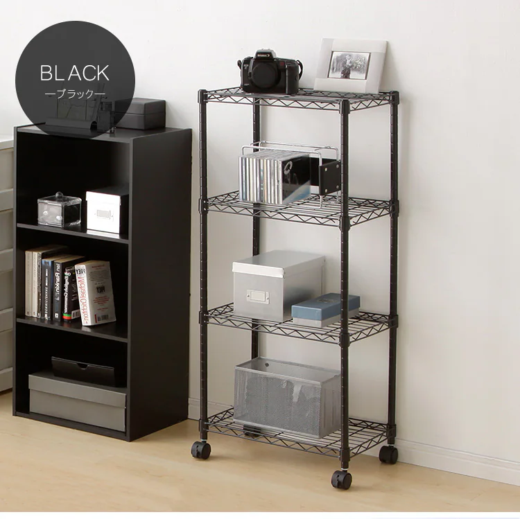 スチールラック 幅44.5cm 4段 カラーメタルラック キャスター付き CBM-44104 全4色17